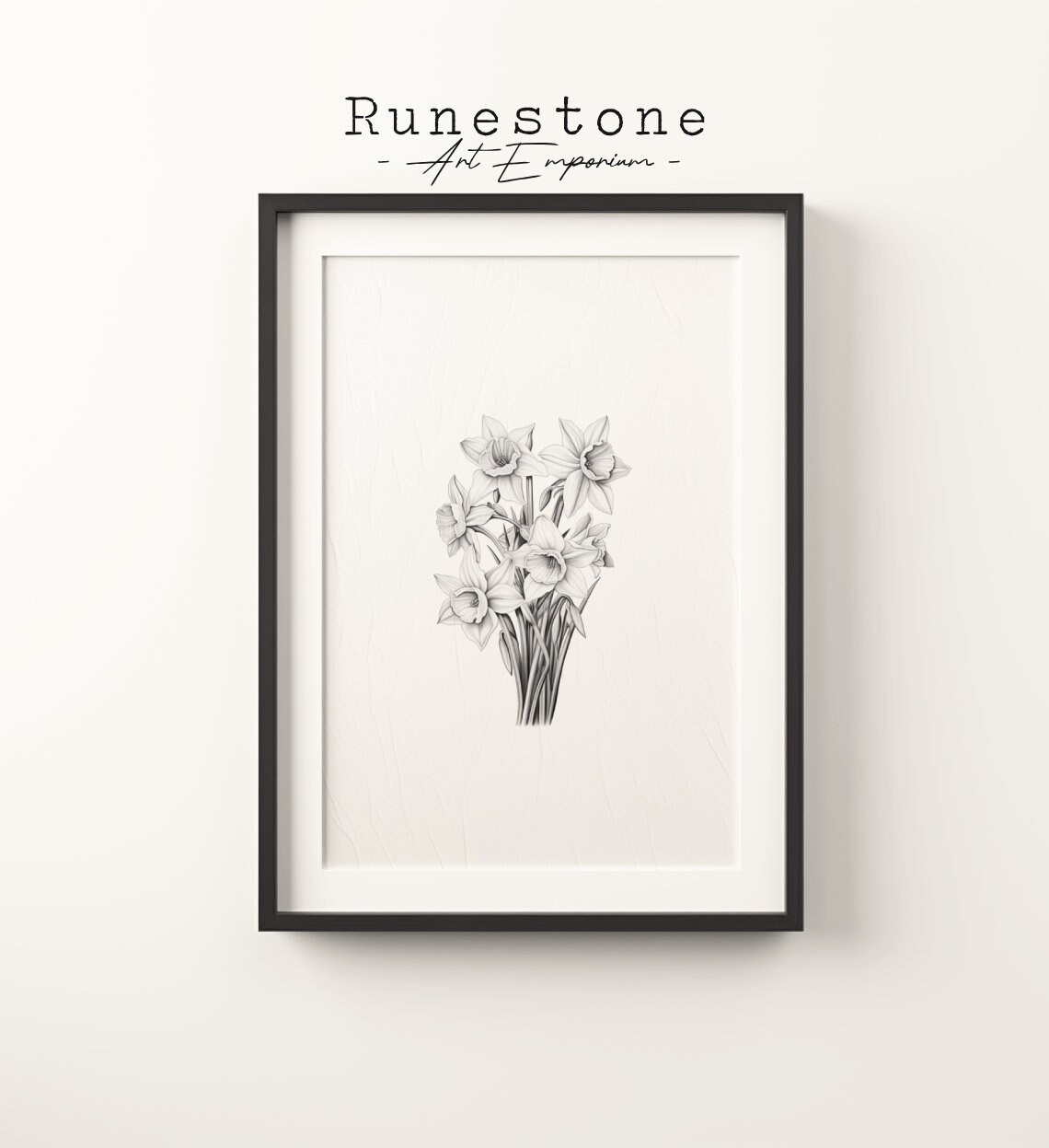 Daffodil Flowers Sketch Print, Botanical Neutral Portrait