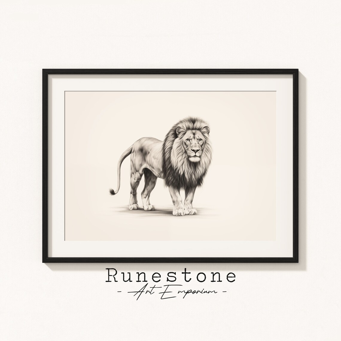 Lion Pencil Sketch Majestic Wildlife Safari Animal Portrait Print