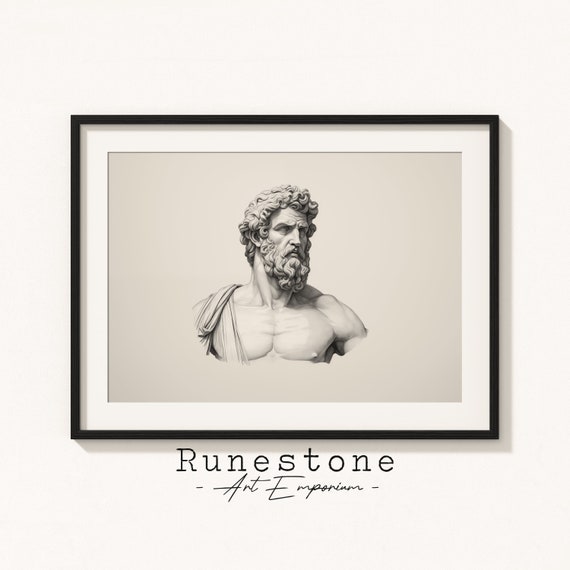 Greek Marble Statue Illustration Ancient Sculpture Sketch Minimal Impressionist Wall Art Neutral Pencil Drawing Print
