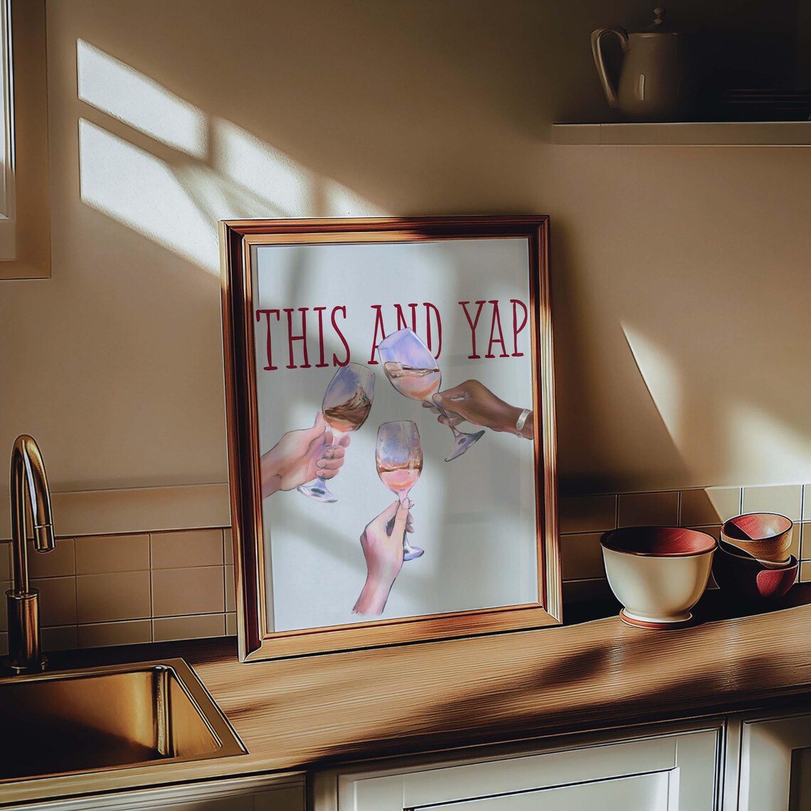 Wine Cheers Poster, Fun Drinking Dining Room Decor