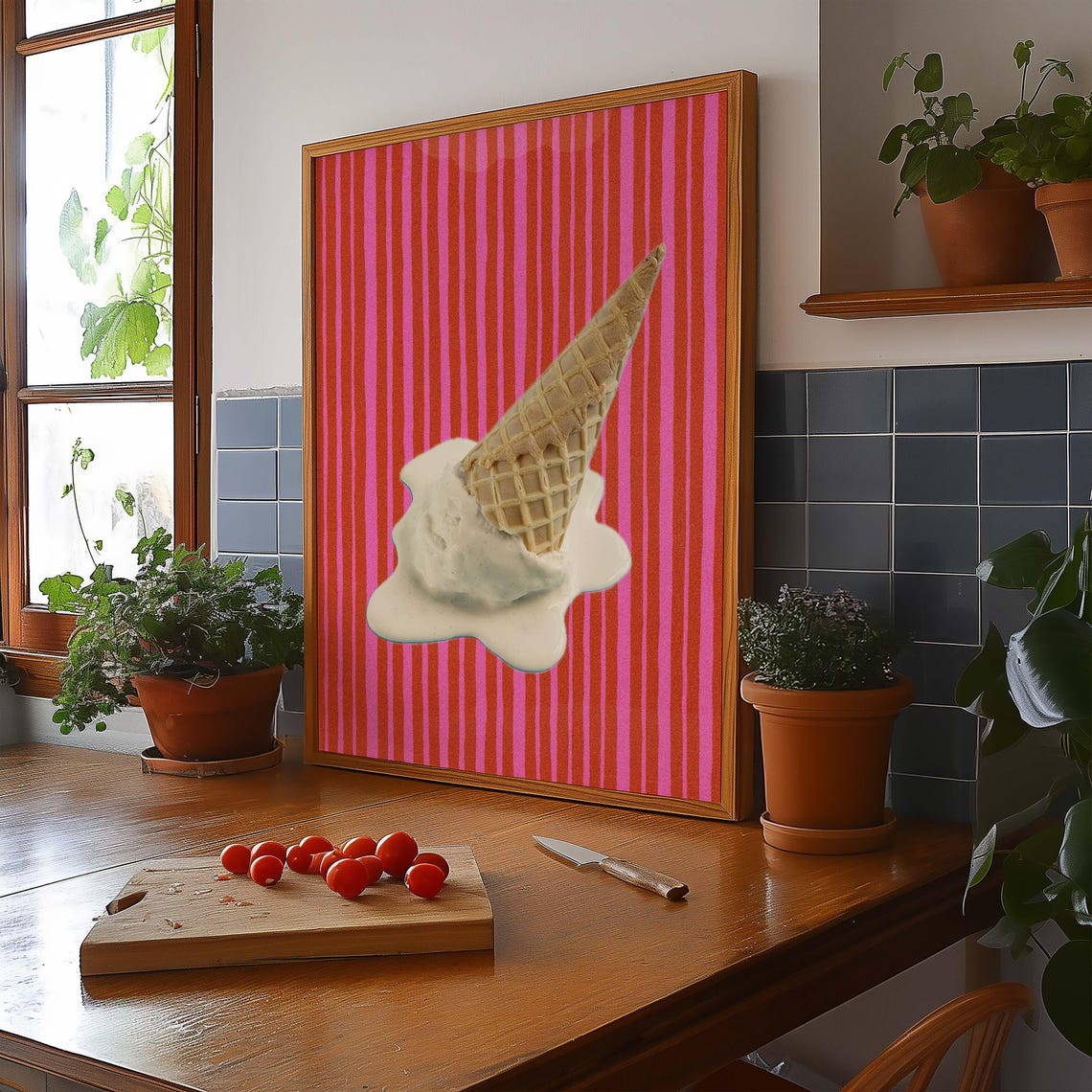 Melting Ice Cream Pop Art, Modern Kitchen Decor - Image 3