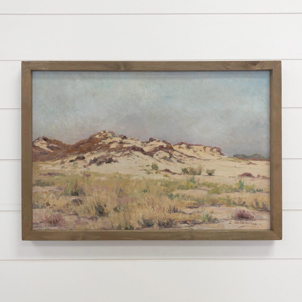 Sandy Desert Dune Grass Landscape Vintage Oil Painting Canvas Wall Art