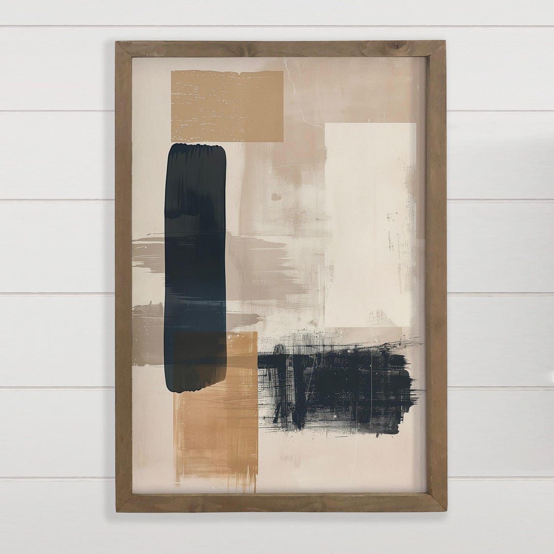 Neutral Beige Abstract Geometric Shapes Minimalist Canvas Wall Art