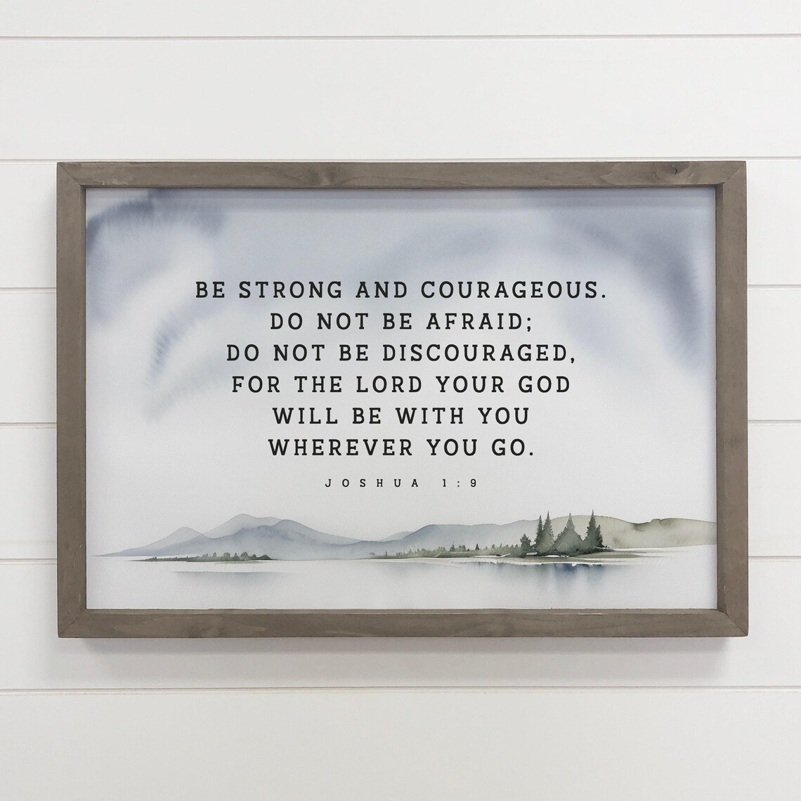 Be Strong And Brave Scripture Canvas Art Wood Framed