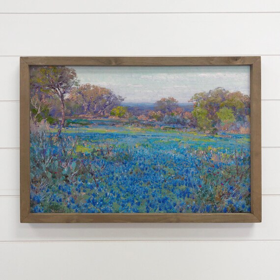 Texas Bluebonnet Field Painting Spring Wildflower Meadow Landscape Poster