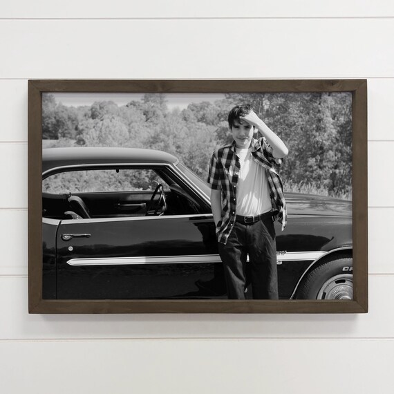 Personalized Portrait Photo Print Wood Frame Vintage Car Custom Gift