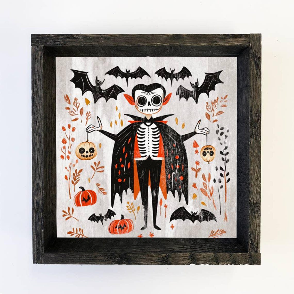 Folk Halloween Creepy Vampire Canvas Art Frame