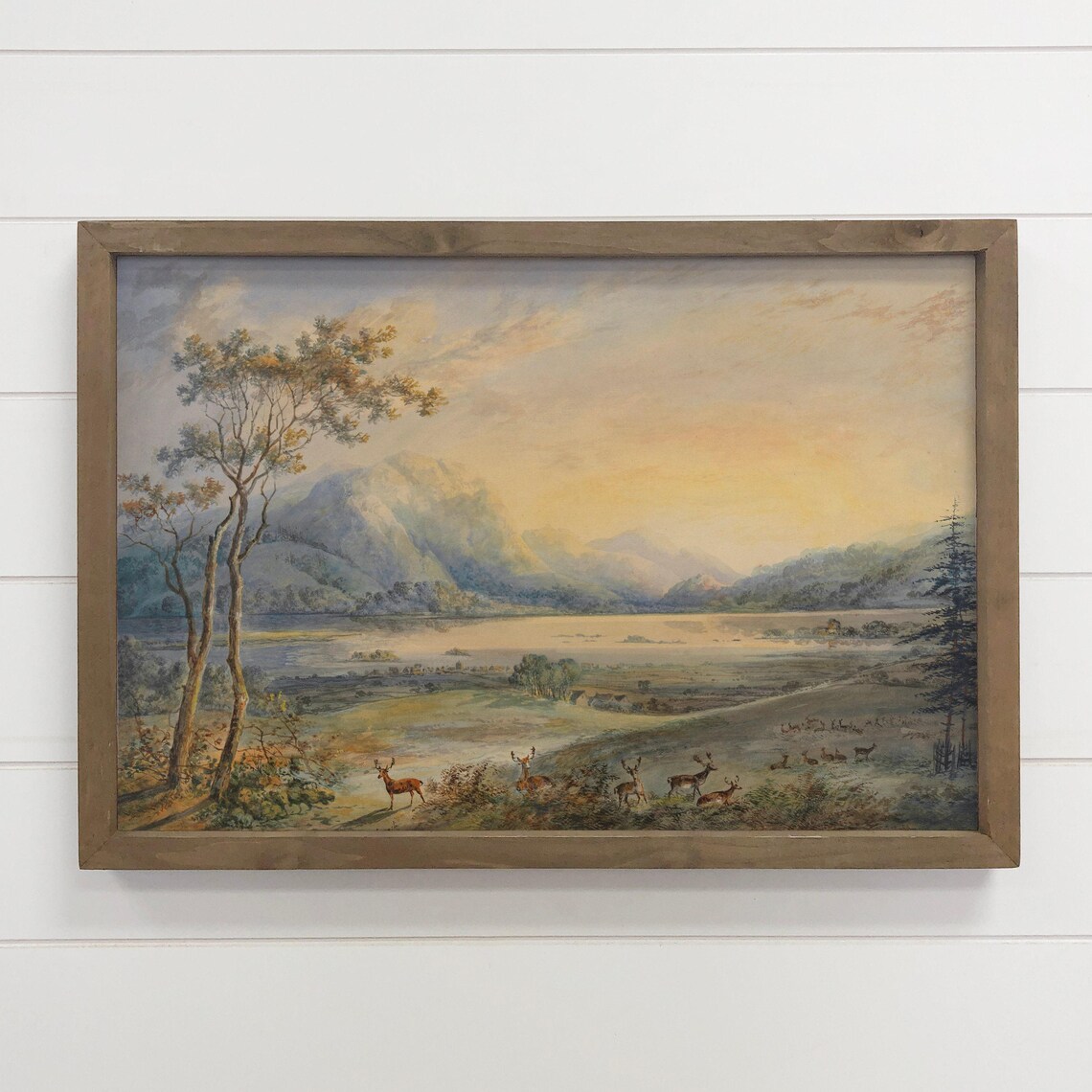 Killarney Lakes Ireland Deer Herd Sunset Landscape Art Poster