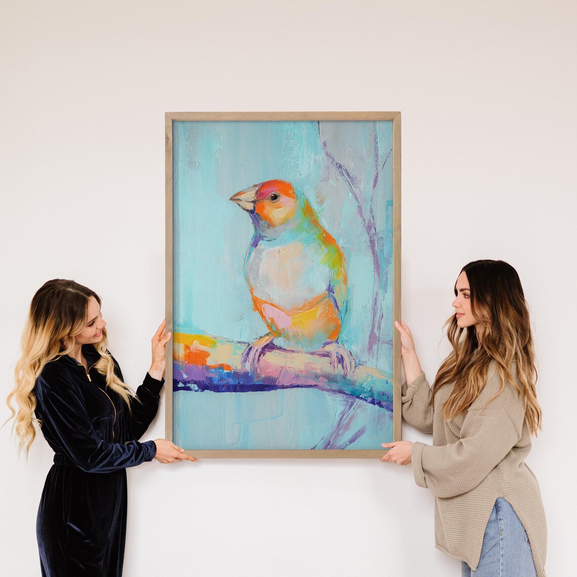 Colorful Finch Bird Painting, Nature Art Print