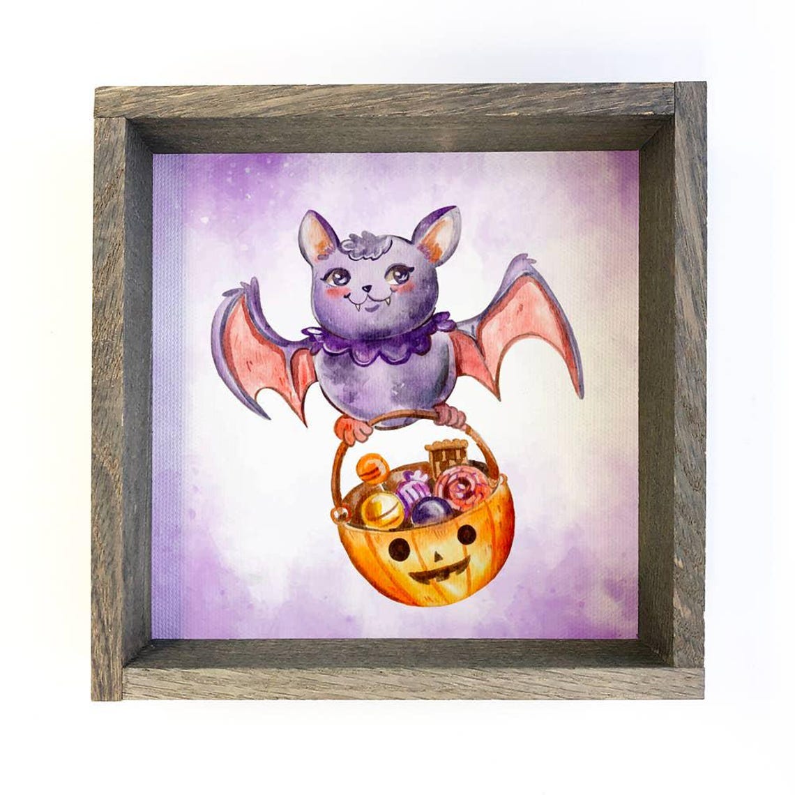 Trick Or Treat Bat Cute Halloween Art Sign