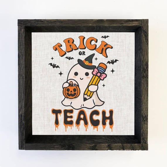 Funny Halloween Trick Or Treach Teacher Wall Art