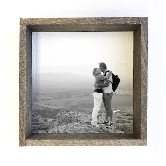Personalized Couple Photo Print Wood Frame Travel Memory Custom Gift