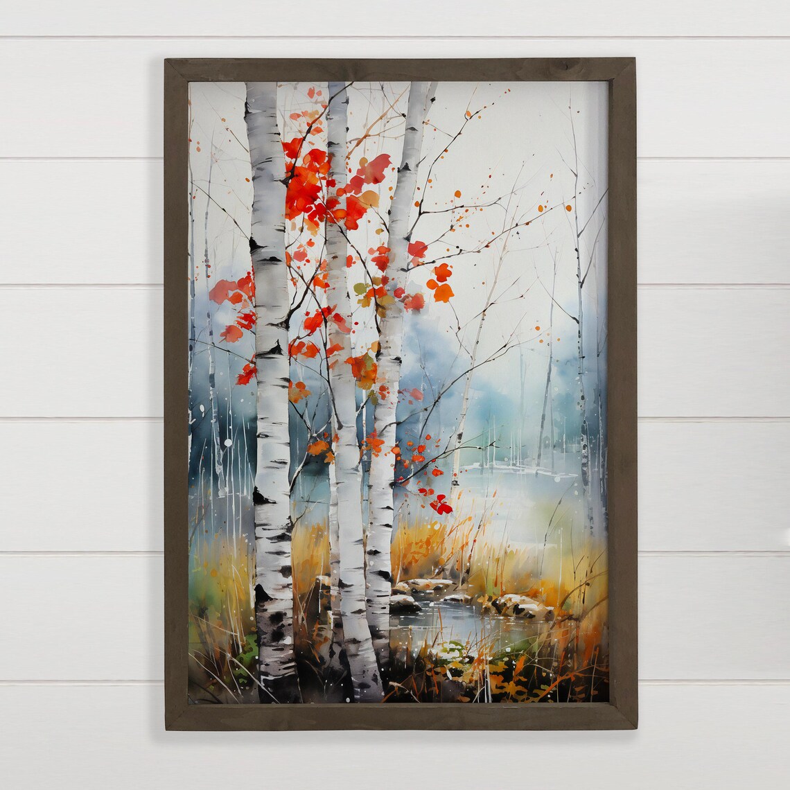 Birch Trees Wall Art Print, Crimson Mountain