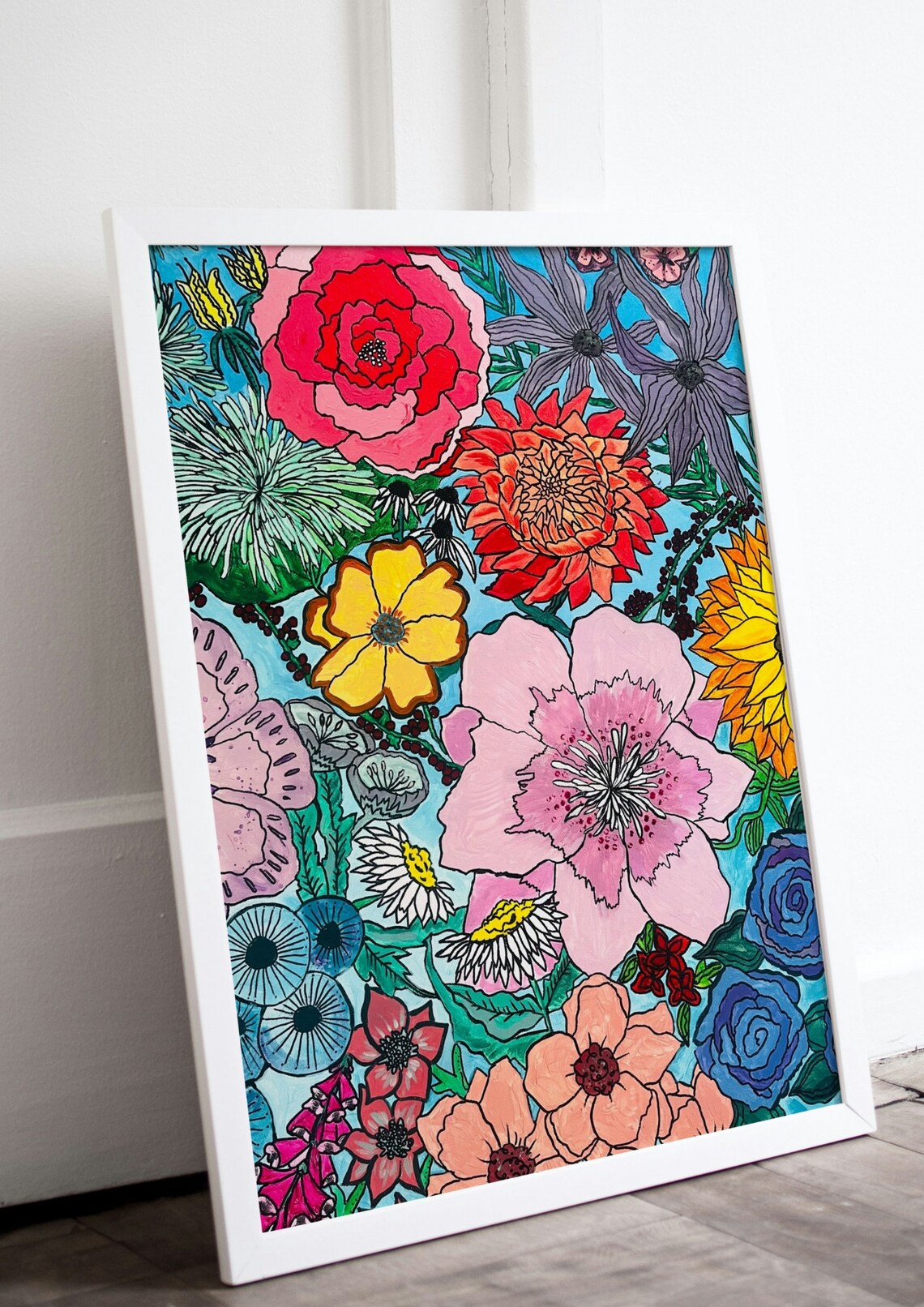 Flowers Original Artwork Poster, Bold Floral Art