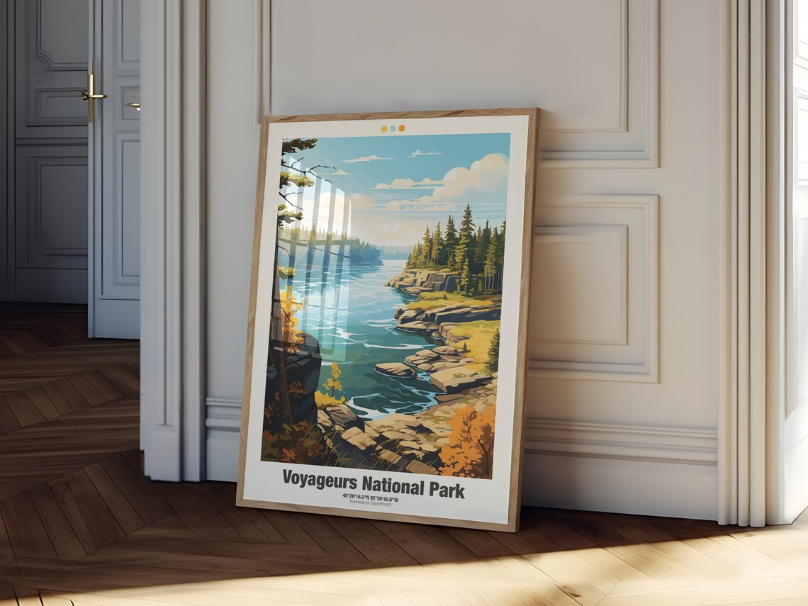 Voyageurs National Park Minnesota Rocky Lakeshore Fall Travel Poster - Image 2