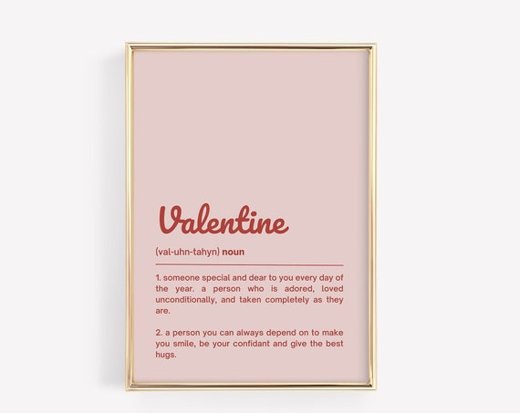 Valentine Definition Print, Valentine Day Wall Art Print
