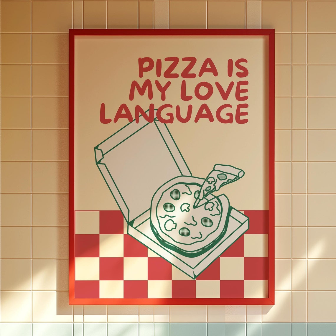 Pizza Is My Love Language Retro Pizza Box Illustration Poster