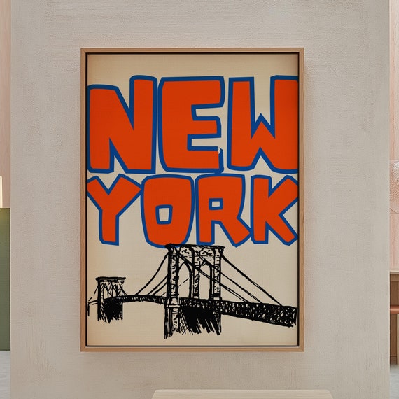 New York Wall Art Vibrant Urban Bridge Poster Modern Nyc Decor For Home Office Instant Art Print Gift