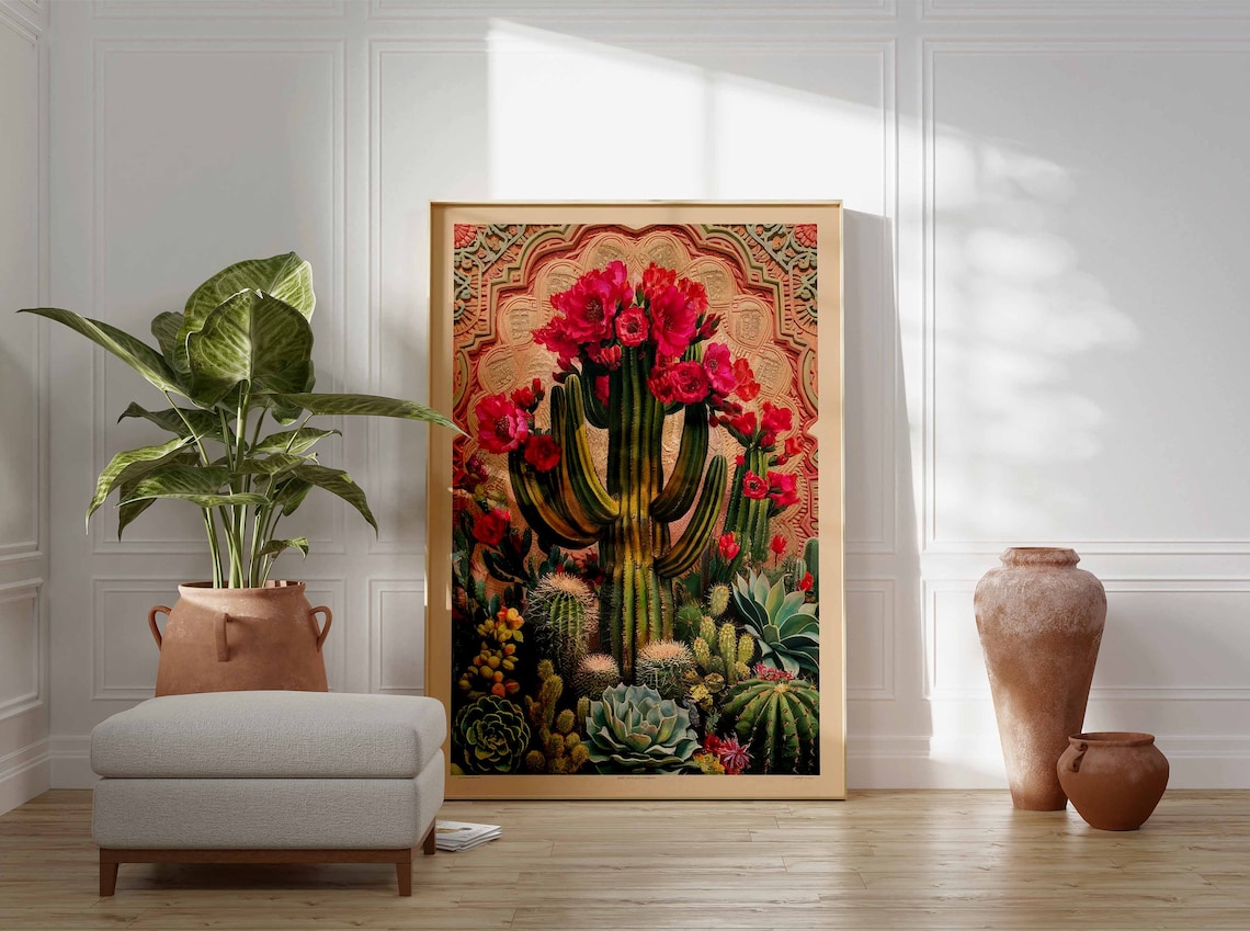 Vintage Mexican Cactus Art Print, Floral Decor - Image 2