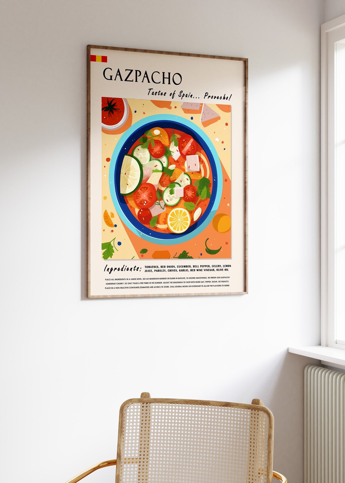 Gazpacho Spanish Soup Recipe Illustrated Kitchen Food Art Poster - Image 3