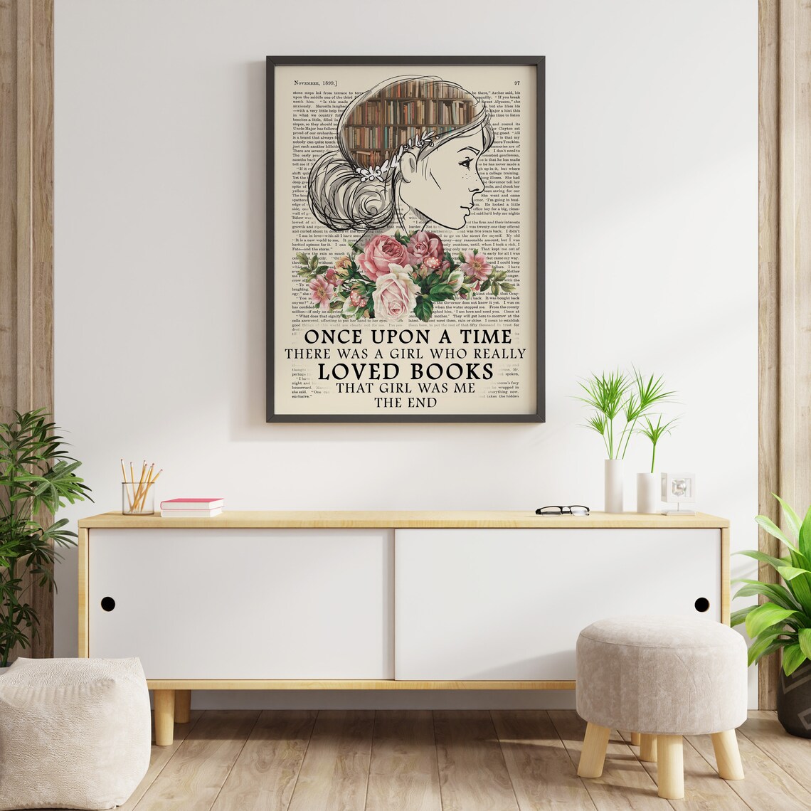 Book Lovers Floral Vintage Reading Poster Print - Image 2
