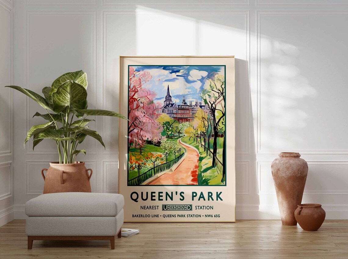 Queens Park London Vintage Botanical Art Print - Image 3
