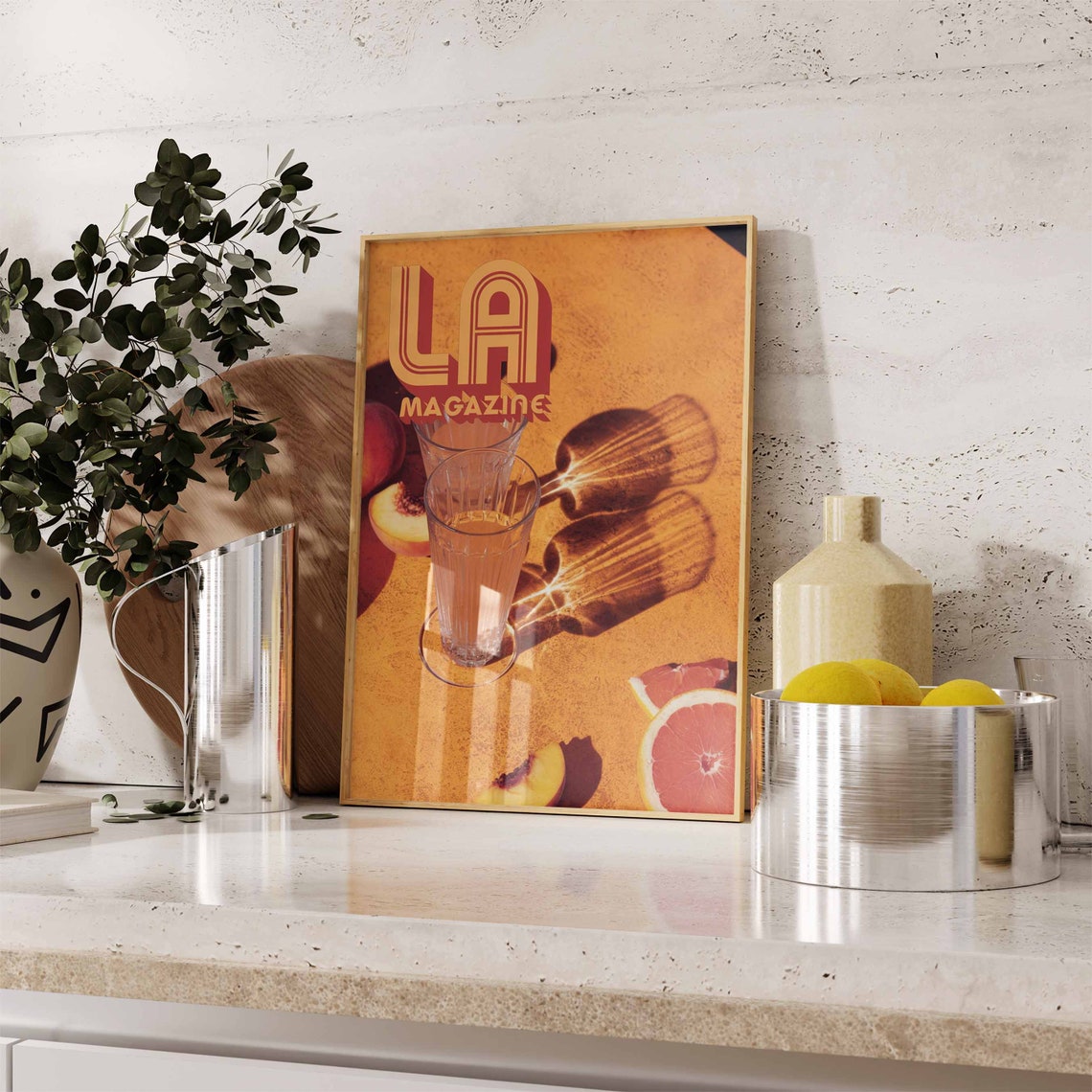 LA Magazine Vintage Orange Juice Peach Grapefruit Still Life Print - Image 3