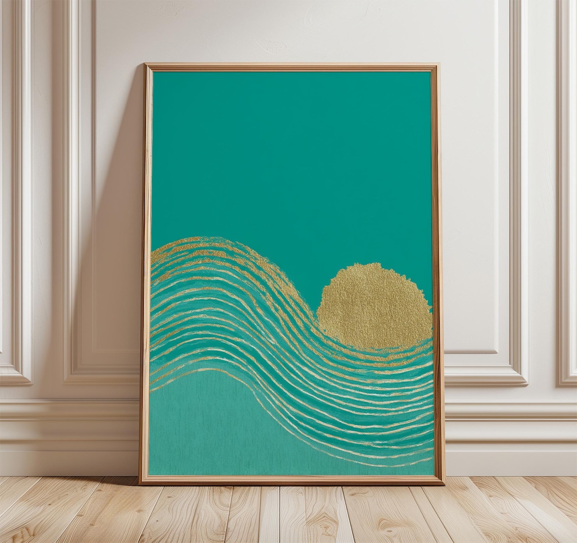 Gold Wave Poster, Modern Minimalist Art Print