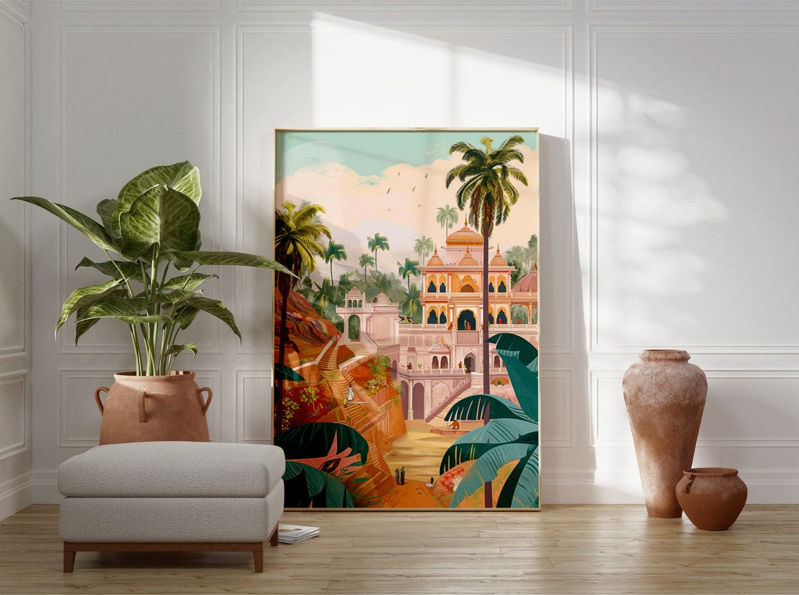 Indian Palace Domes Garden Art Print Traditional Temple Decor - Image 3