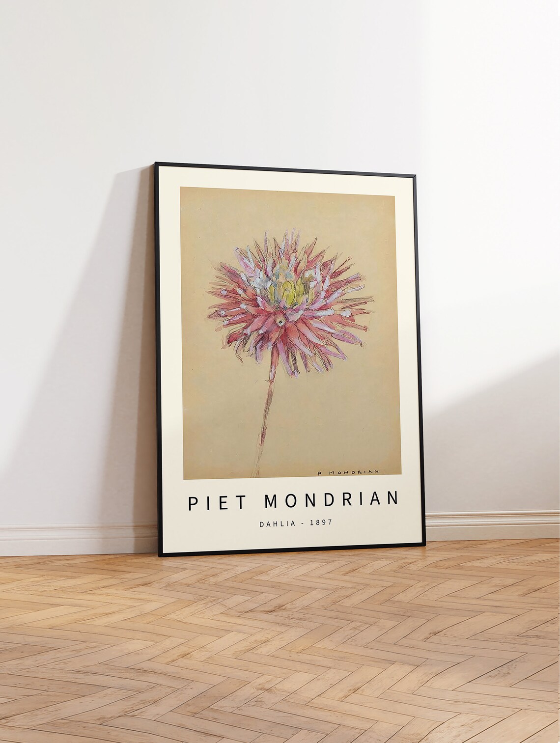 Piet Mondrian Dahlia Floral Art Print, Modern Decor - Image 2