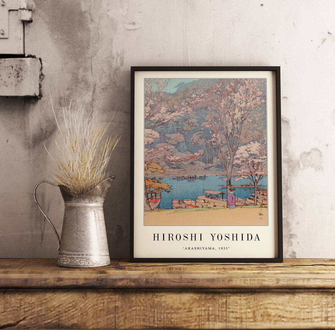 Hiroshi Yoshida Arashiyama 1935 Cherry Blossom River Scene Poster - Image 2