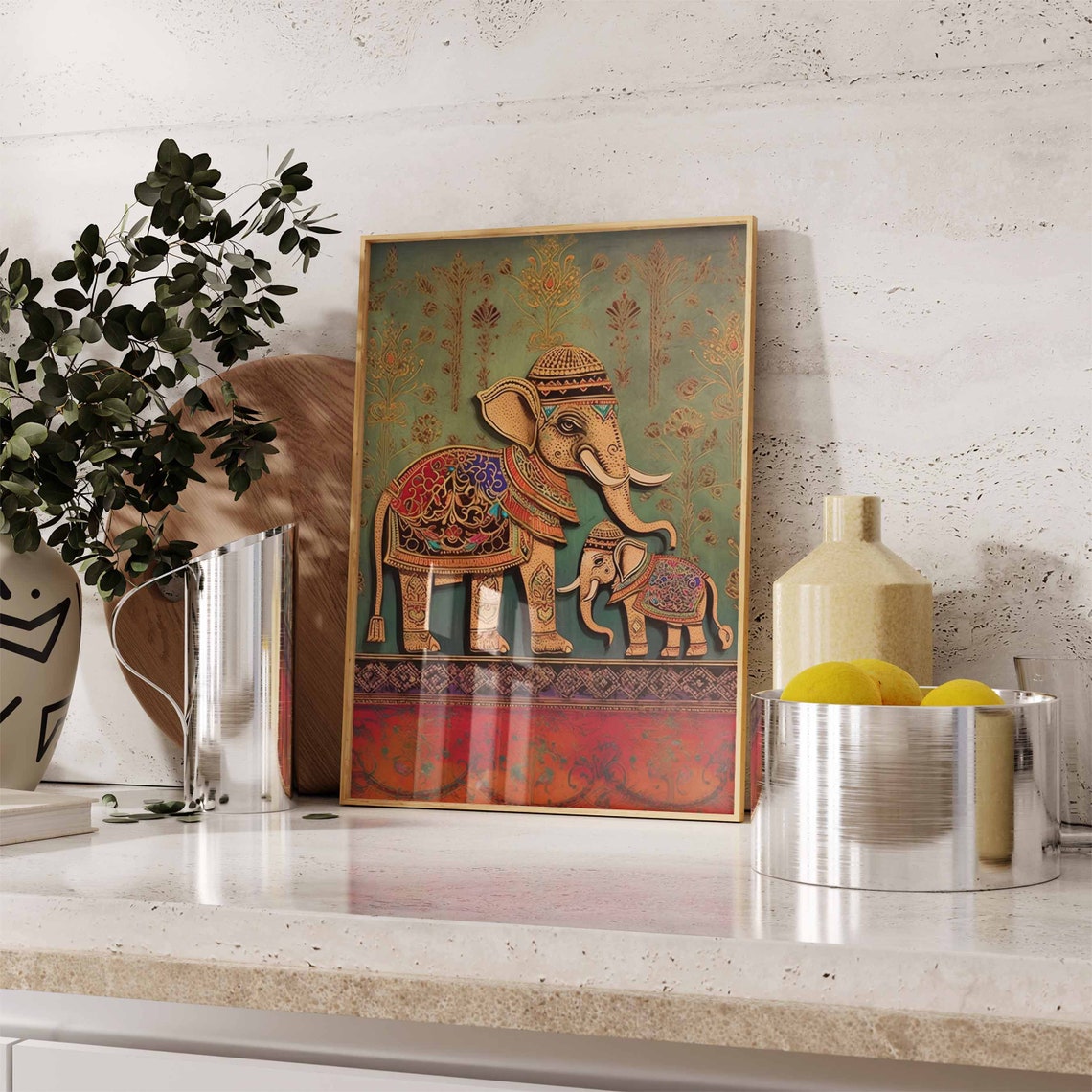 Indian Elephant Print Indian Floral Poster Floral Indian Wall Art Decor Pichwai Art Gift Idea Indian Decor Pattern Art A1a2a3a4 - Image 2