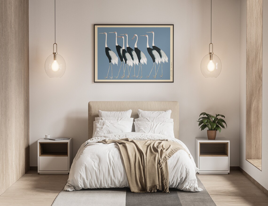 Japanese Cranes by Ogata Korin, Oriental Decor Art Print - Image 2