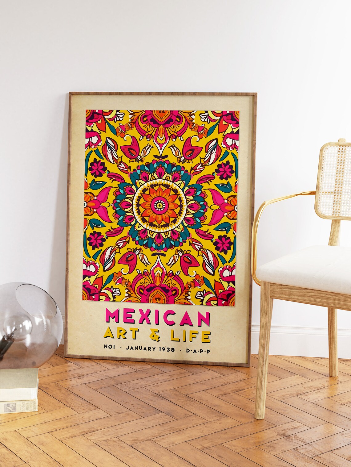 Mexican Art And Life 1938 Floral Mandala Vintage Magazine Poster - Image 2