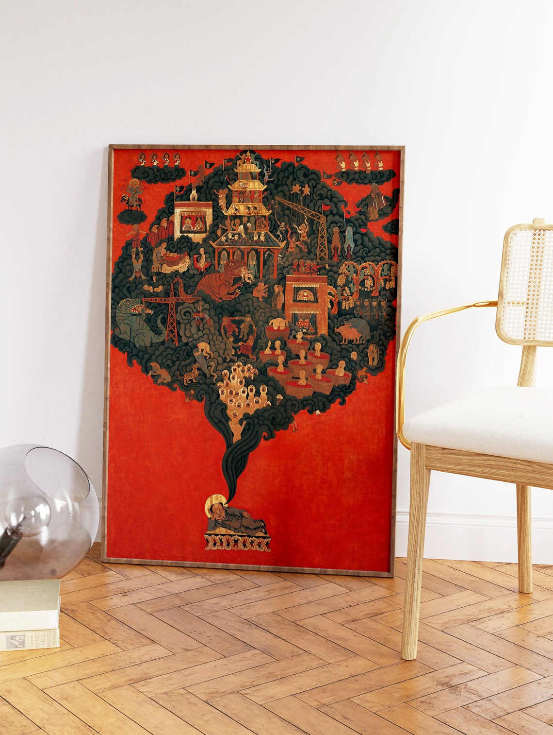Buddha Spiritual Floral Art Print, Japanese Decor - Image 3