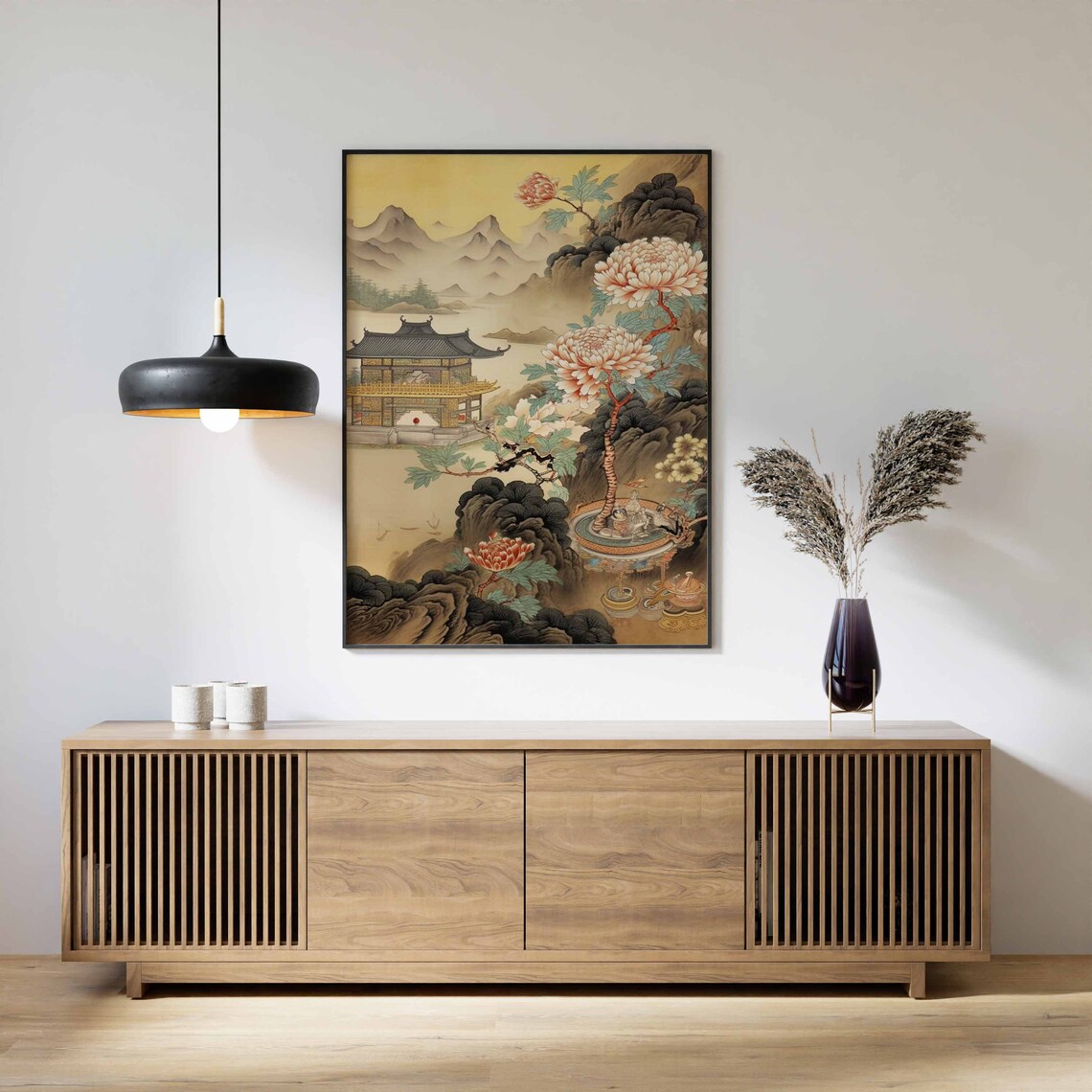 Chinese Vintage Landscape Floral Art Print - Image 3