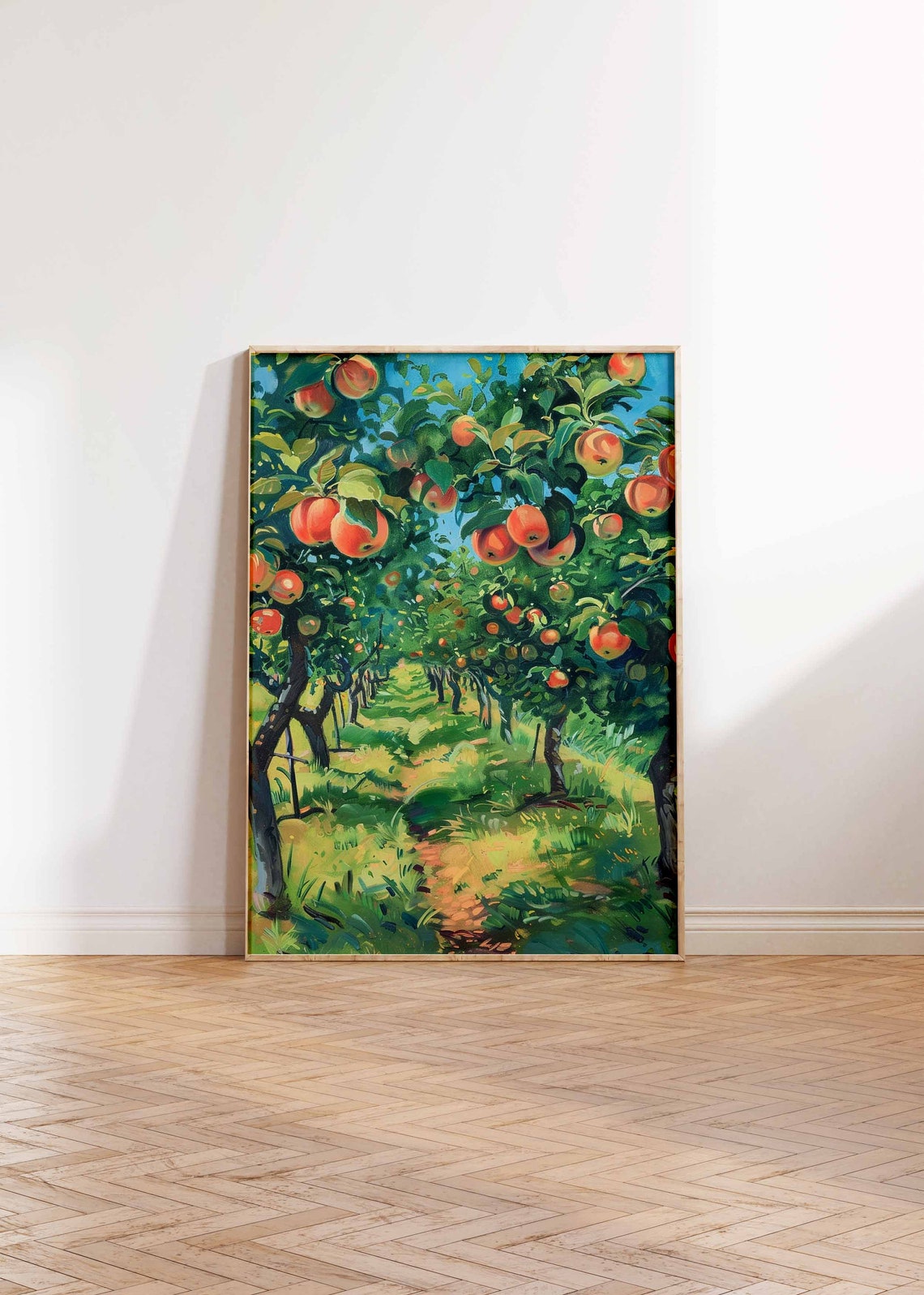Apple Tree Canopy Orchard Path Blue Sky Ripe Red Fruit Summer Poster - Image 2