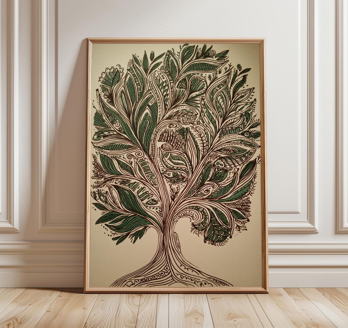 Tree Of Life Vintage Poster, Bohemian Line Art