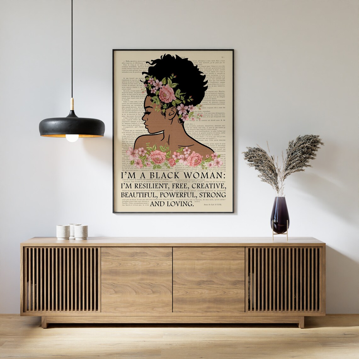 Black Female Quote Poster, Vintage Afro Art Print - Image 3