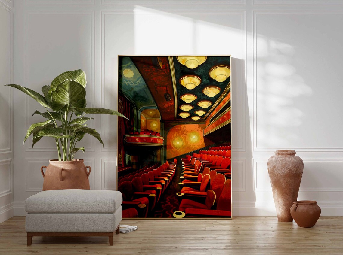 Grand Vintage Theater Auditorium Ornate Ceiling Classic Movie Art Poster - Image 3