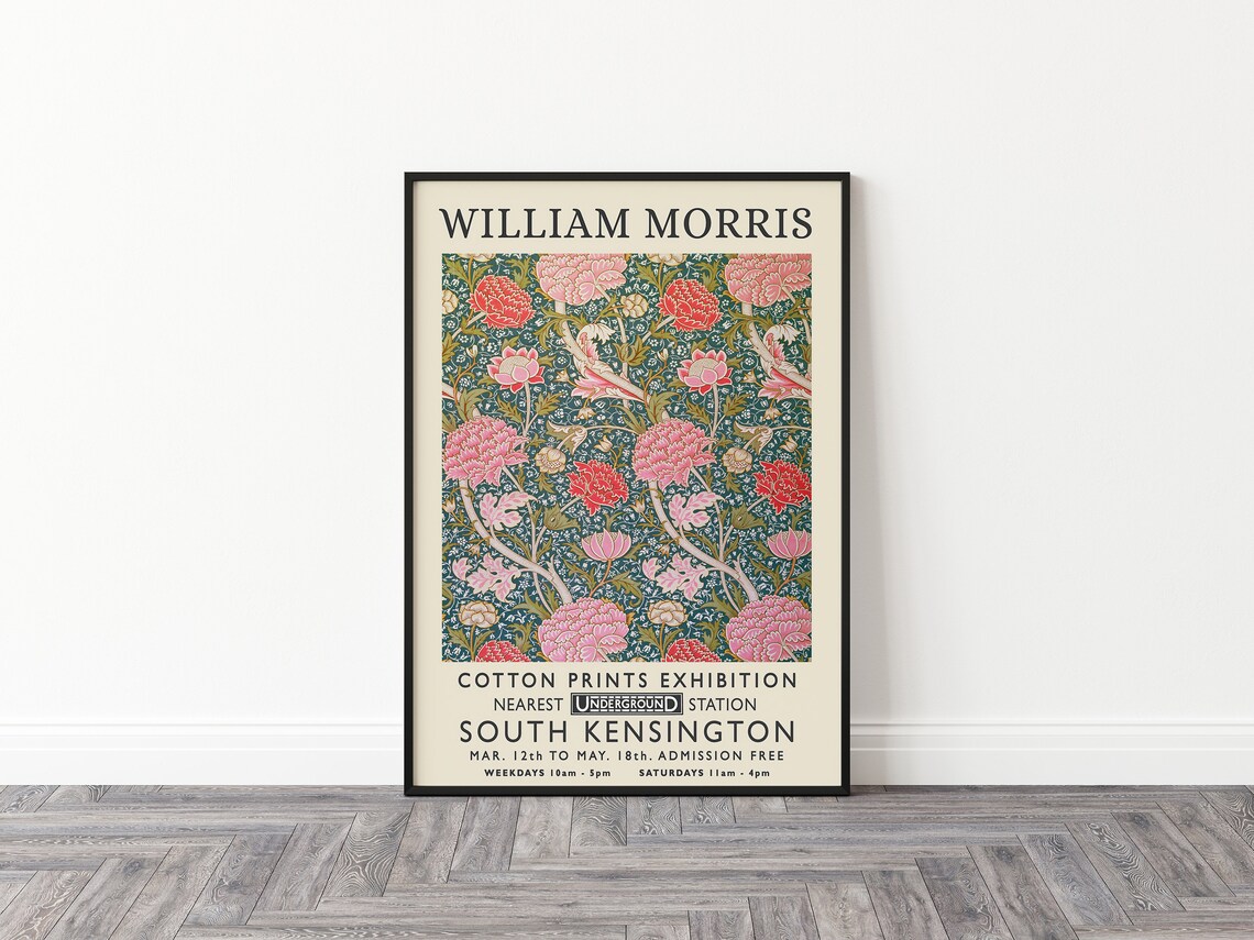William Morris Floral Textile Exhibition South Kensington Poster - Image 2