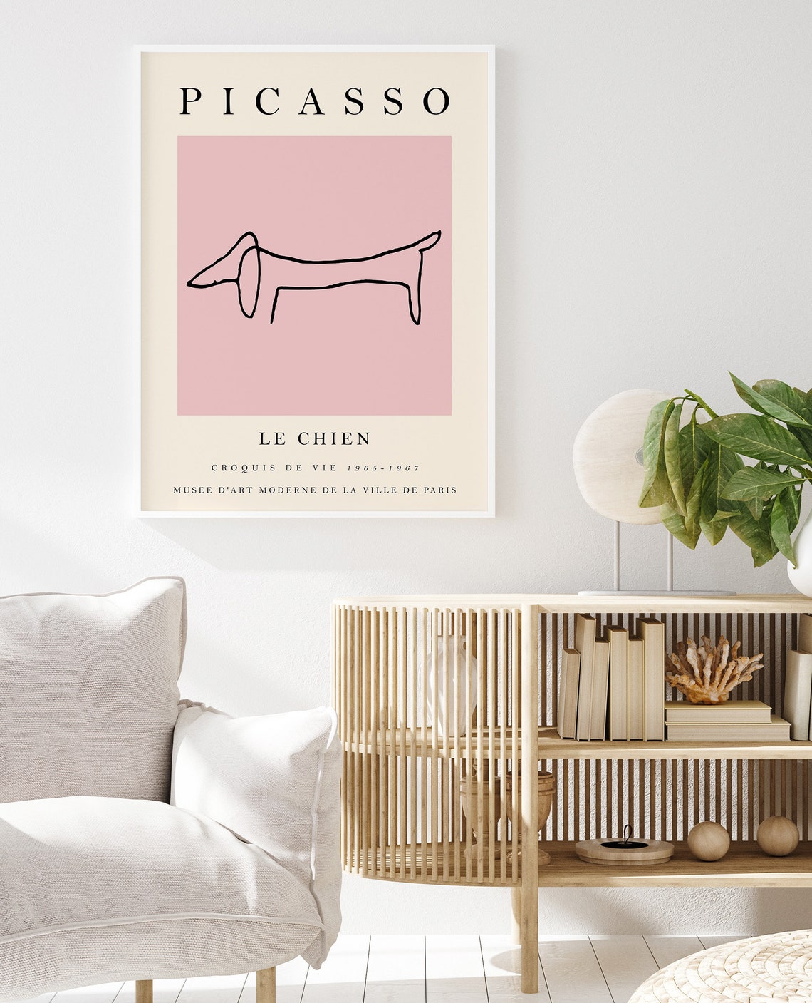 Picasso Le Chien Pink Dog Line Drawing Exhibition Gallery Poster - Image 2