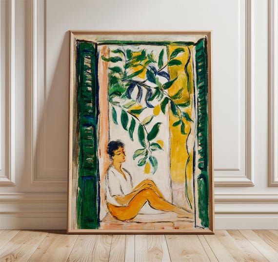 Woman By The Green Window Poster Modern Impressionist Wall Art Print Elegant Figurative Decor Fine For Living Room Abstract Painting
