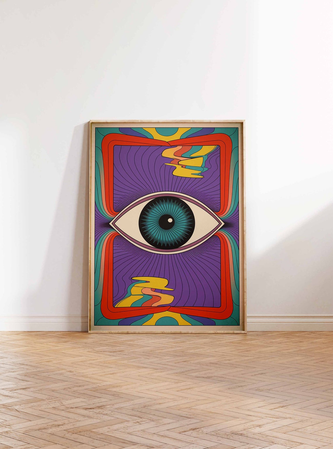 Trippy Psychedelic Eye Swirl Abstract Retro 70s Style Art Poster - Image 2