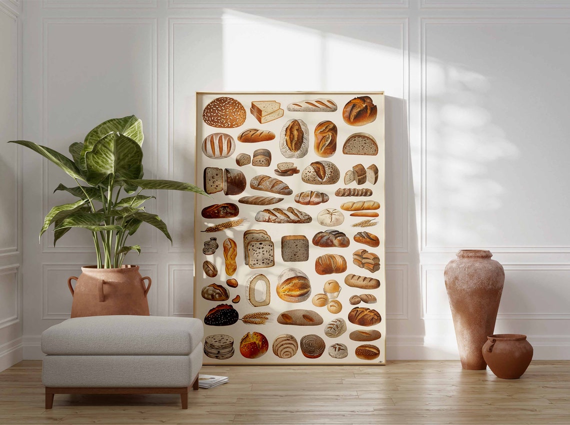 Fine Line Bread Collection Illustrated Bakery Kitchen Poster Art - Image 3