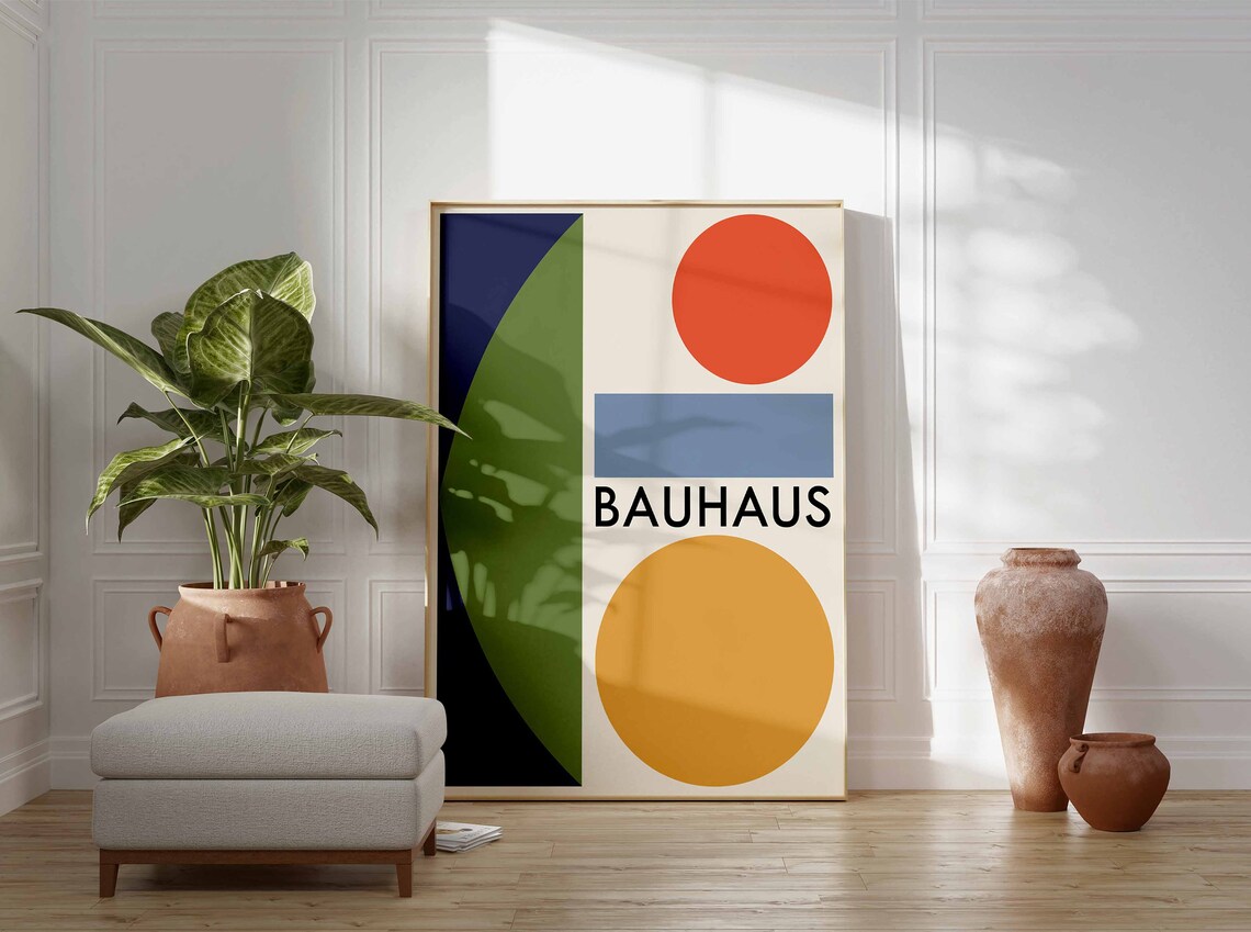 Bauhaus Bold Circles Retro Mid Century Abstract Modernist Art Poster - Image 3