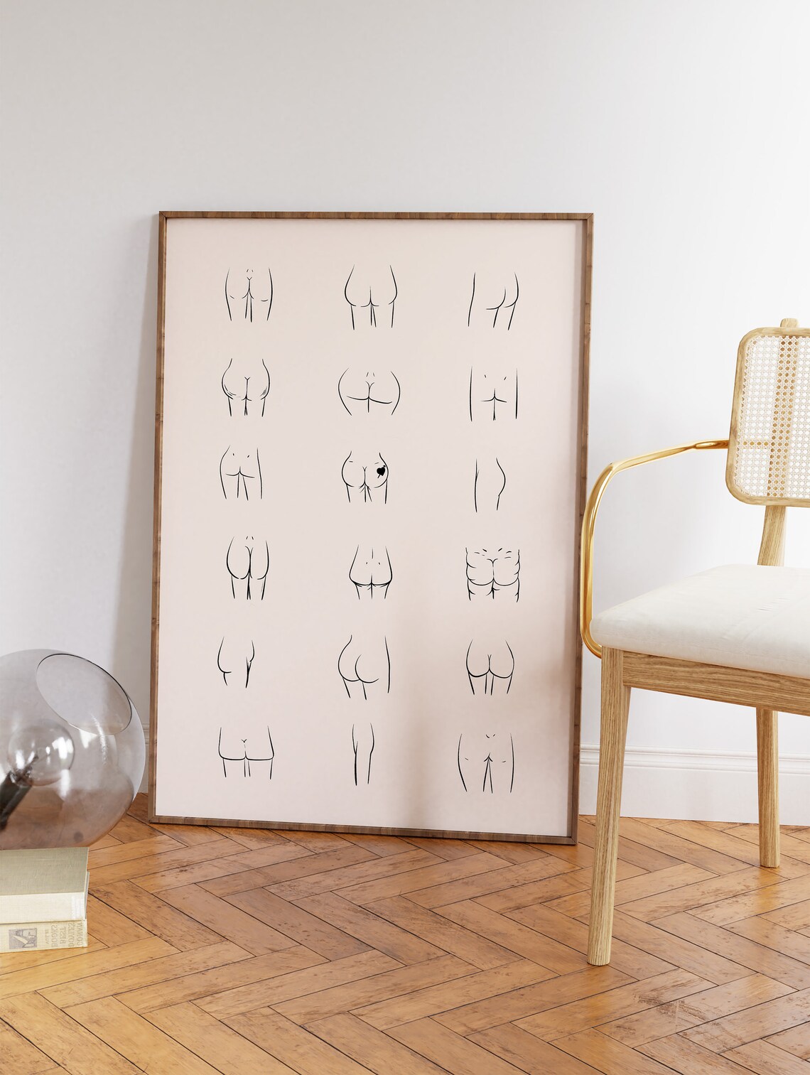 Female Bums Feminist Line Art, Wall Art Print - Image 3