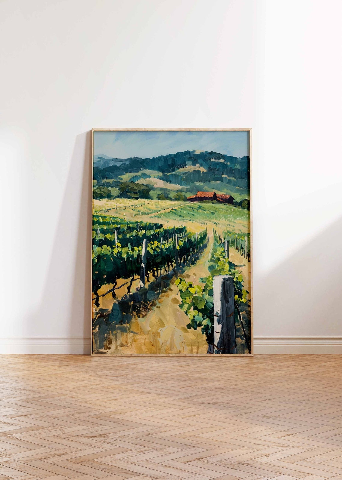Sunlit Vineyard Rows Art Poster Impressionist Wine Country Landscape - Image 2
