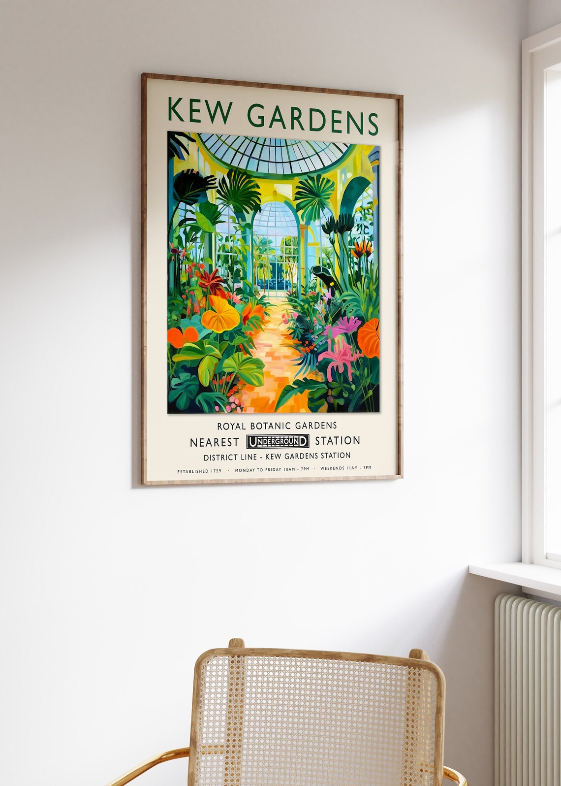 Kew Gardens London Royal Botanic Glasshouse Vintage Tube Style Poster - Image 3
