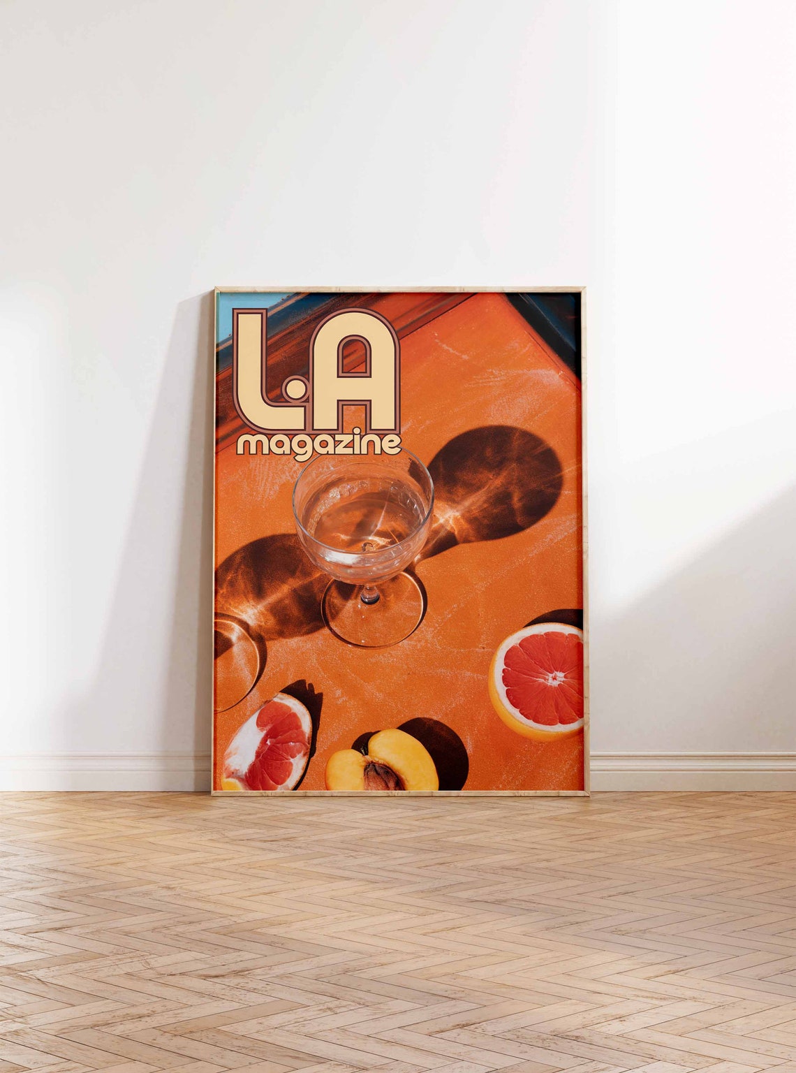 LA Magazine Retro Orange Citrus Cocktail Flat Lay Art Poster - Image 2